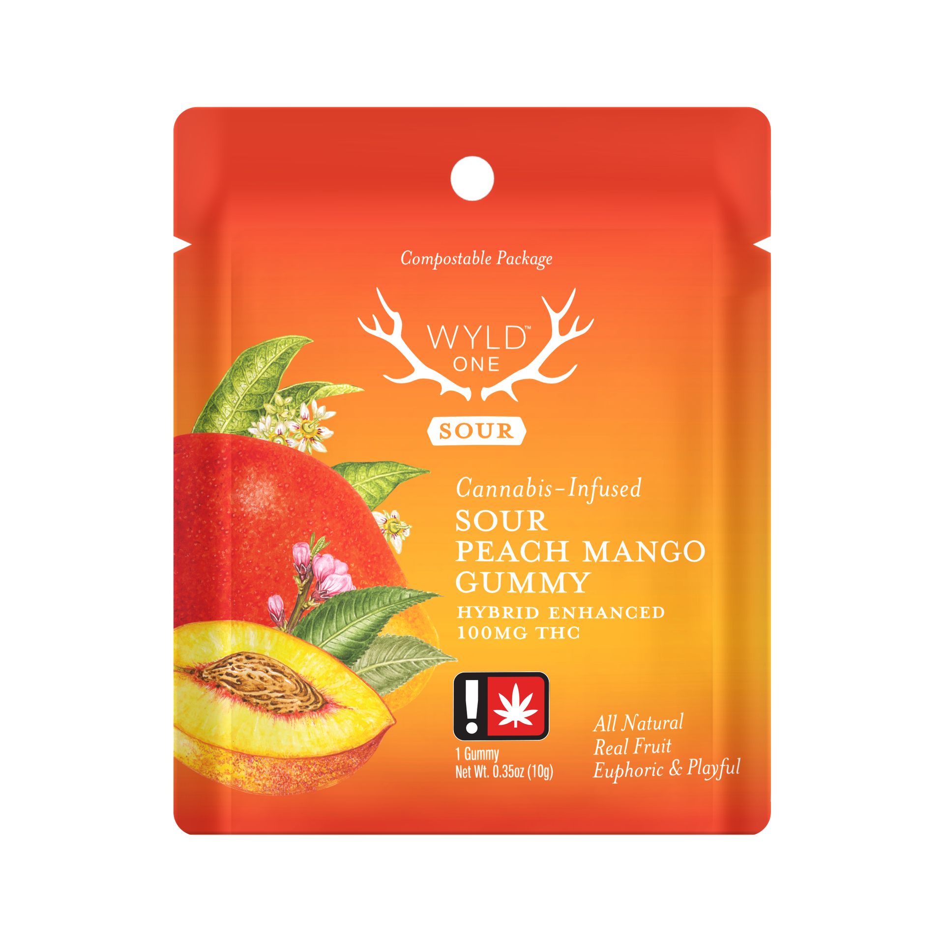 SOUR PEACH MANGO GUMMY | HYBRID | 100MG TOTAL | 1 GUMMY