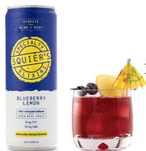Blueberry Lemon Seltzer 5mg THC : 10mg CBD Hemp Derived- Squier's Speciality Edibles - Edibles