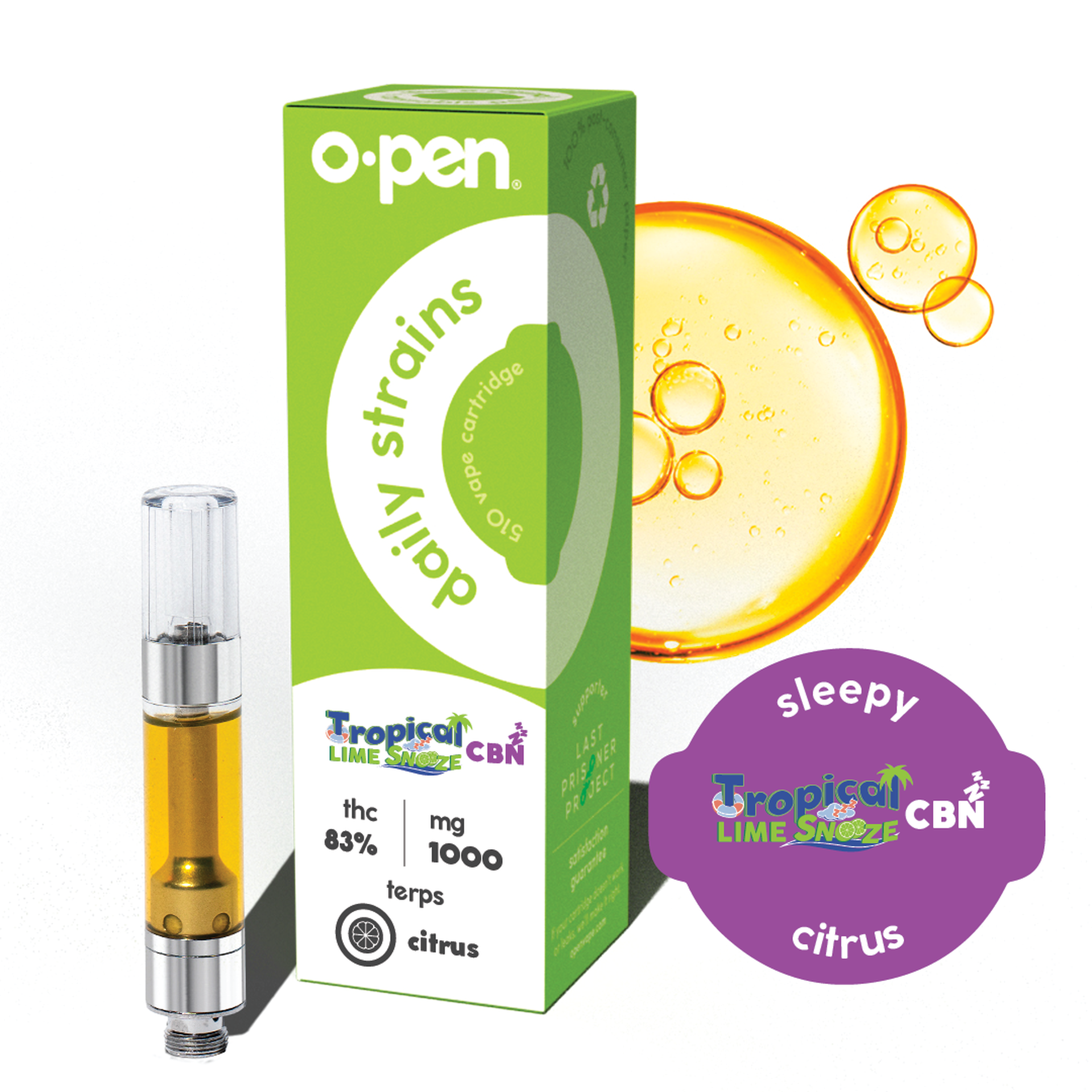 O.Pen Daily Strains Cartridge | Tropical Lime Snooze CBN 1g Rec