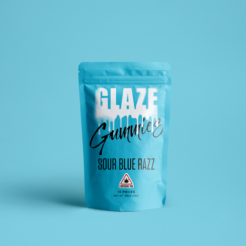 Glaze Sour Blue Razz 100mg Gummies