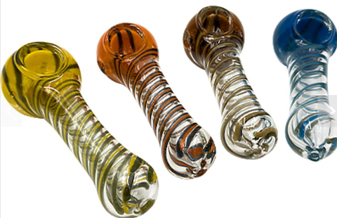 Ribbon Spun Hand Pipe with Frit Head 4"
