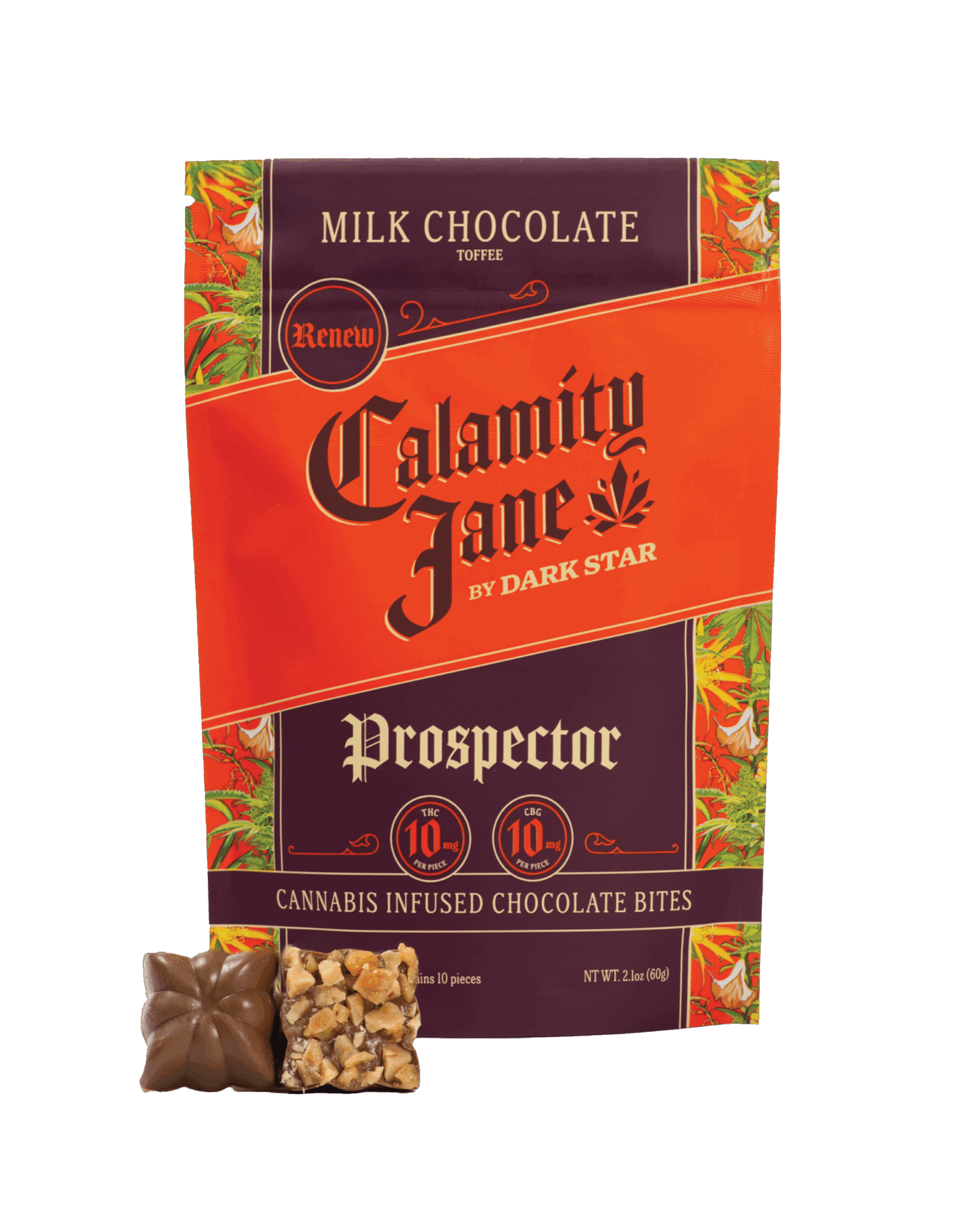 Prospector (Focus) | THC:CBG 100mg | 10pk Milk Chocolate Toffee Crunch