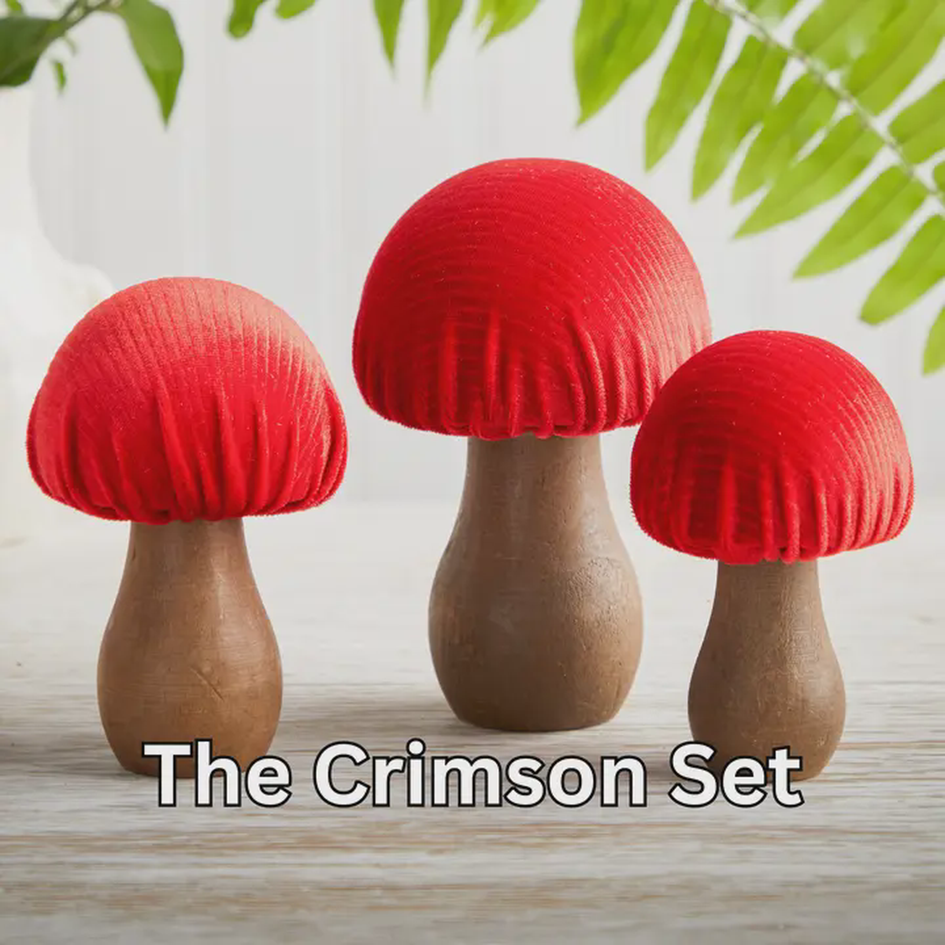 Velvet Crimson Mushroom Set Of Three
