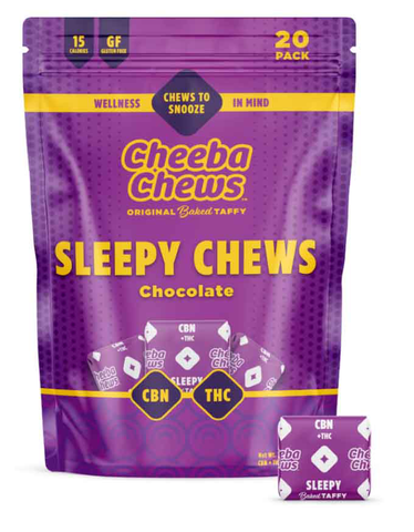 Cheeba Chews Wax Wrap - 20-Pack Chocolate Sleepy Chews Taffy | 100mg THC : 100mg CBN w/Melatonin