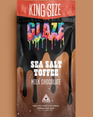 Milk Chocolate Sea Salt Toffee Bar - GLAZE - Edibles - 200mg