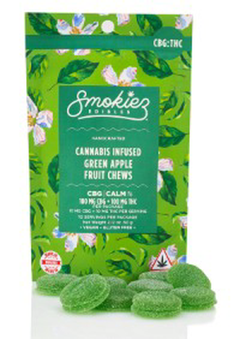 Green Apple CBG:THC 1:1 Fruit Chews - Smokiez - Edibles