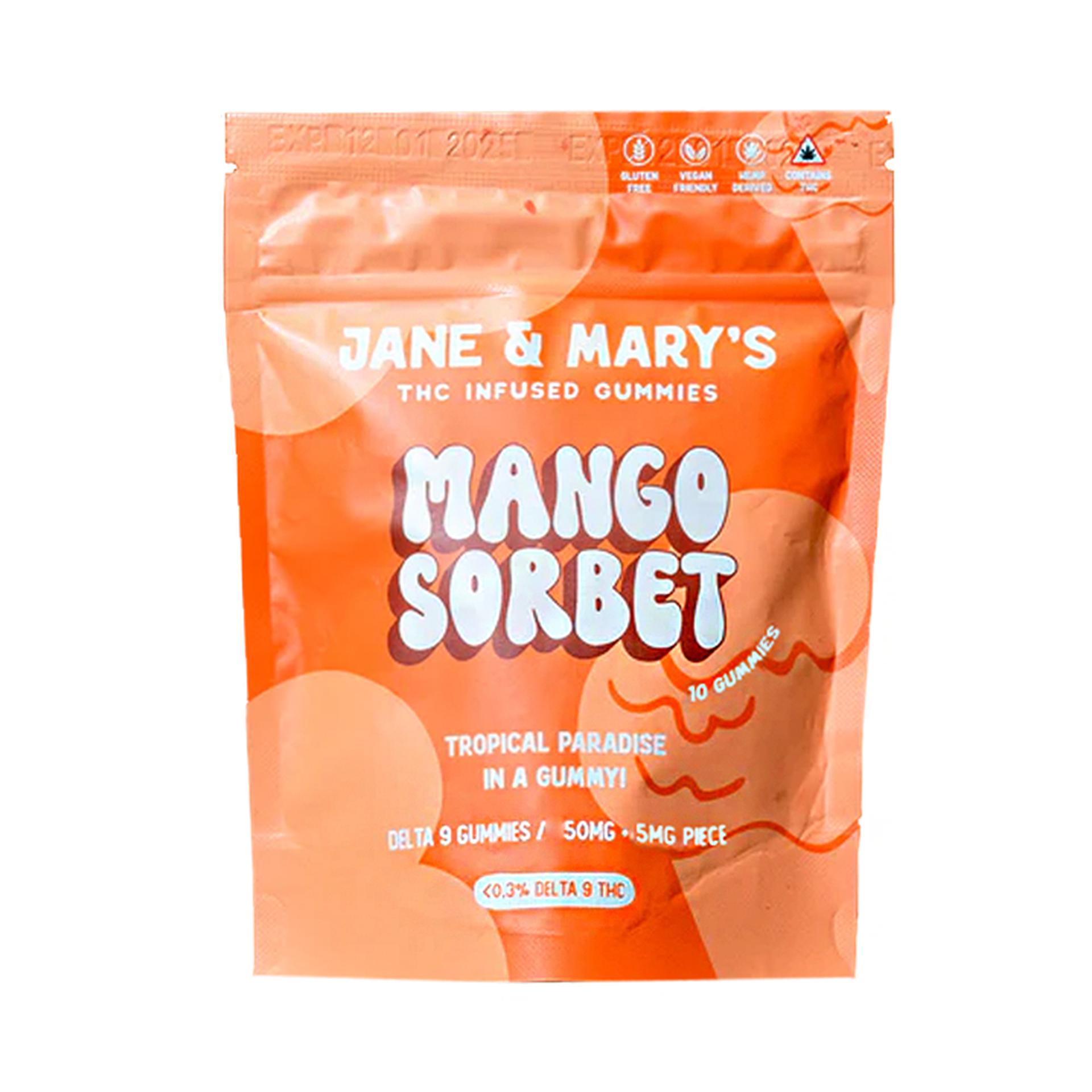 Jane & Mary's 5mg Mango Sorbet Gummies