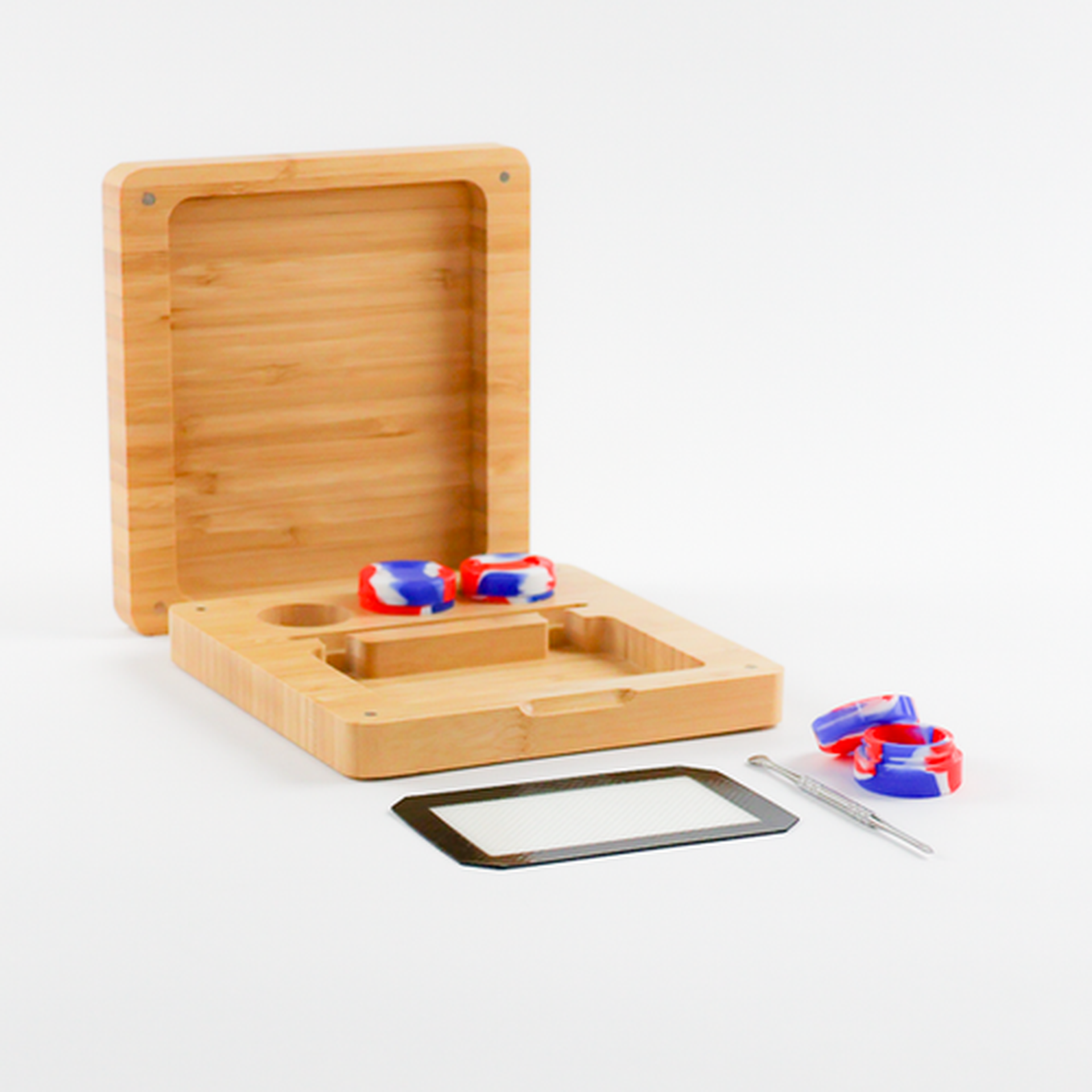 7x 7.5 Bamboo Rolling Tray Set