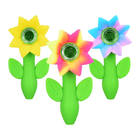 Sunflower Silicone Hand Pipe / 4.75" / Assorted Colors