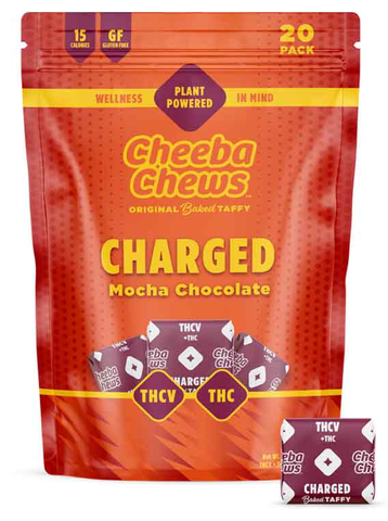 Cheeba Chews Wax Wrap - 20-Pack - Mocha Chocolate THCV Charged Energy Taffy | 500mg THC : 250mg THCV