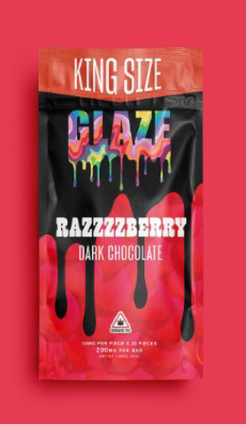 Dark Razz Chocolate Bar - GLAZE - Edibles - 200mg