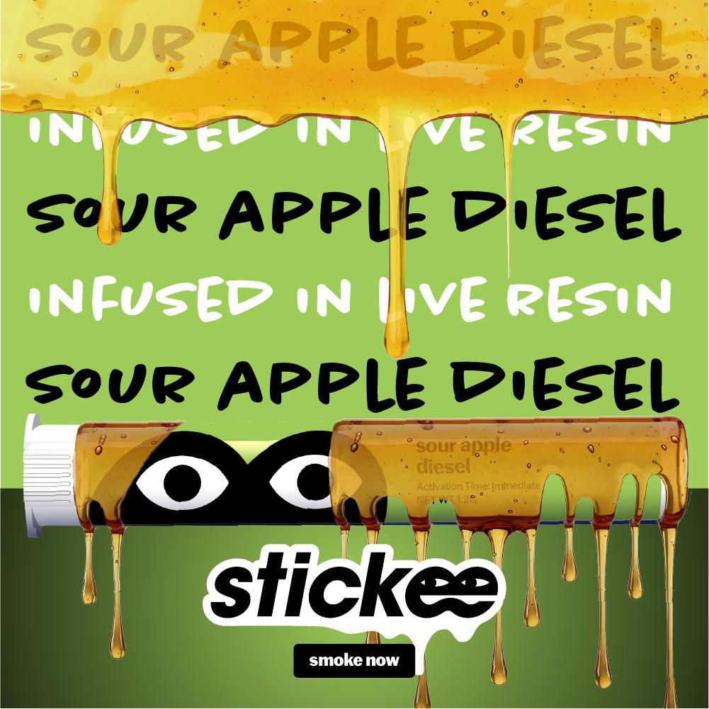 Stickee - Sour Apple Diesel Live Resin Infused Pre-Roll 1.2g
