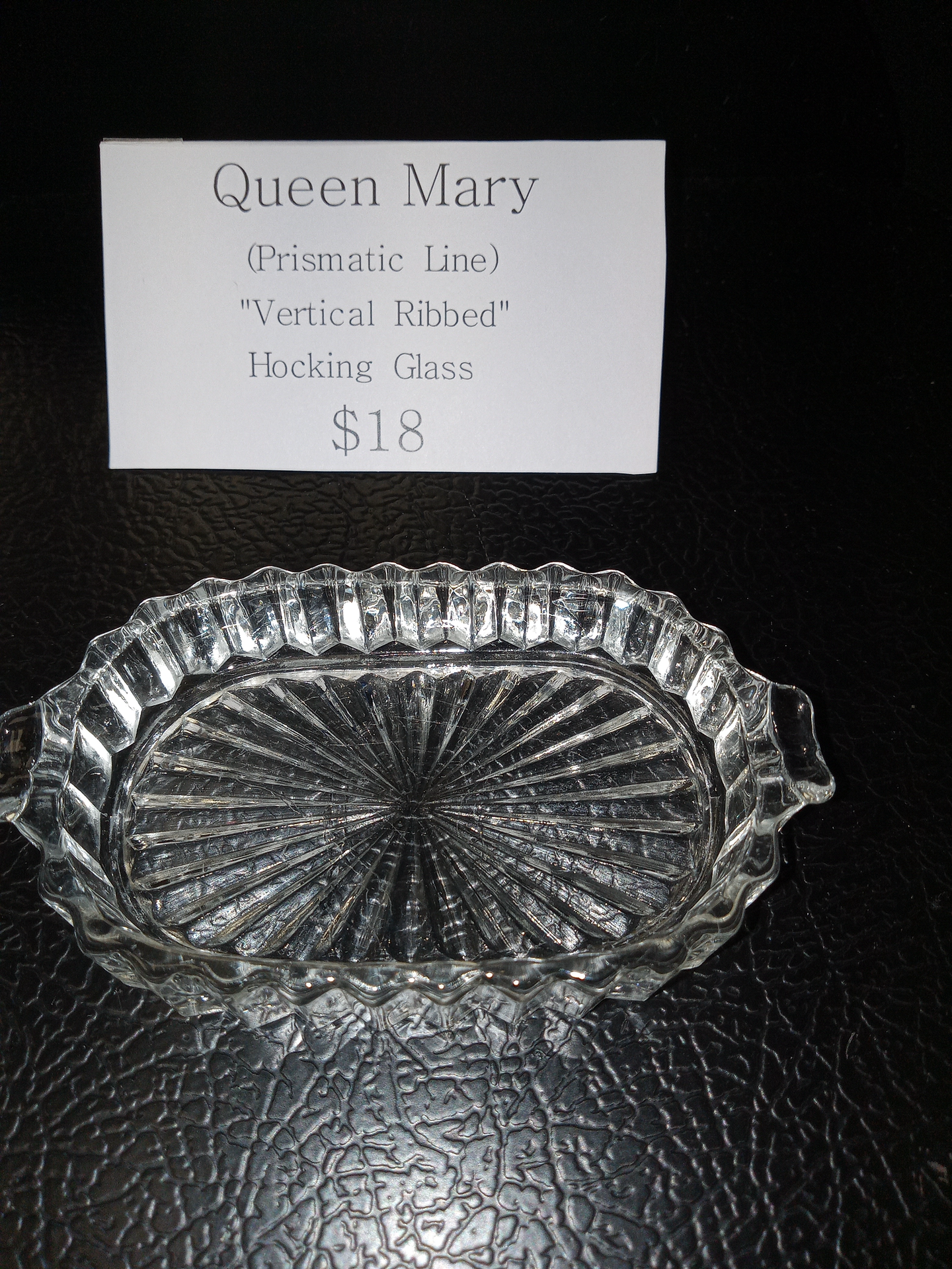 Ashtrays: - Queen Mary (Prismatic Line) "Vertical Ribbed" Hocking Glass