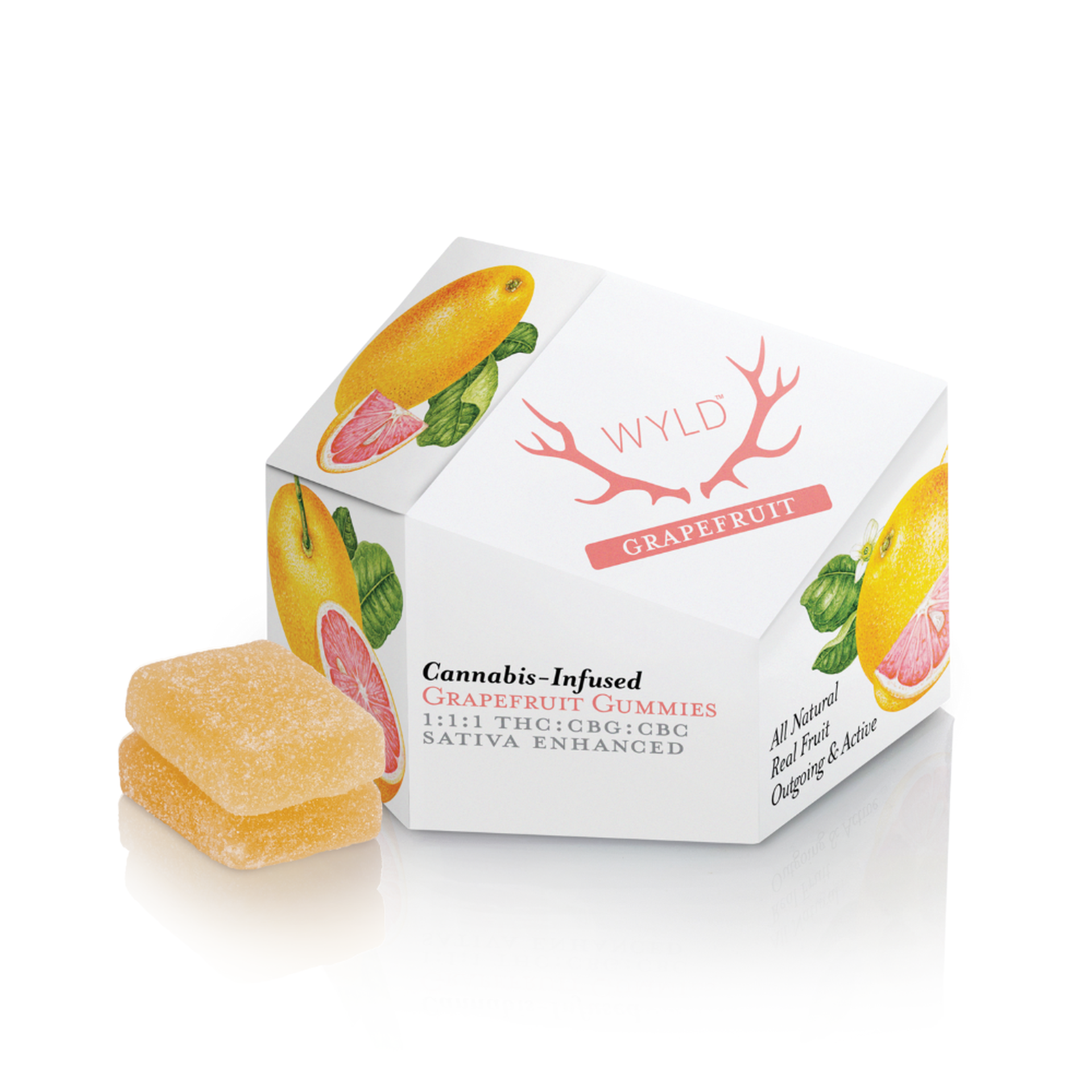 100mg Gummies | Wyld - | (S) Grapefruit 1:1:1 THC:CBG:CBC