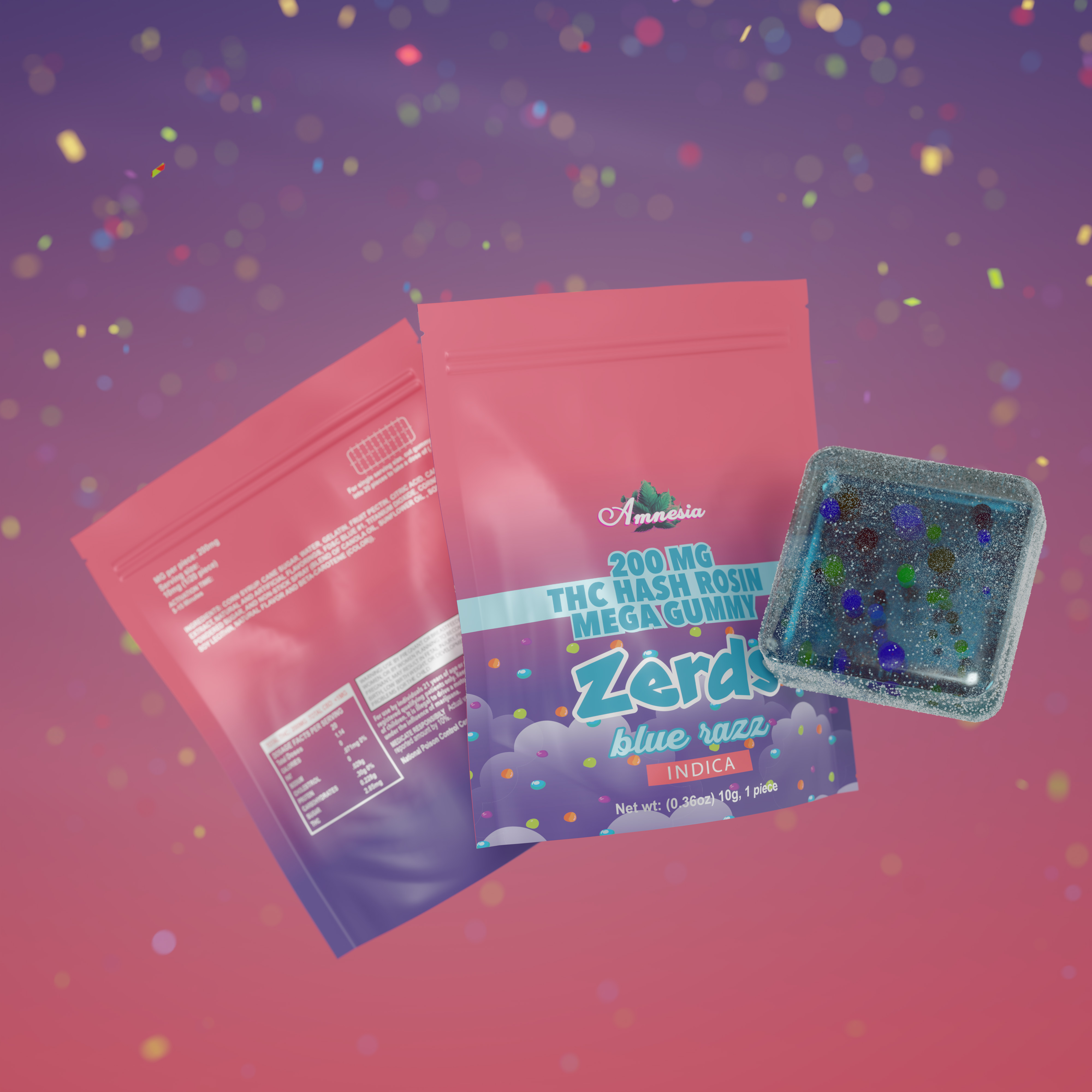 Zerds - Blue Razz Hash Rosin Gummy Single 200mg