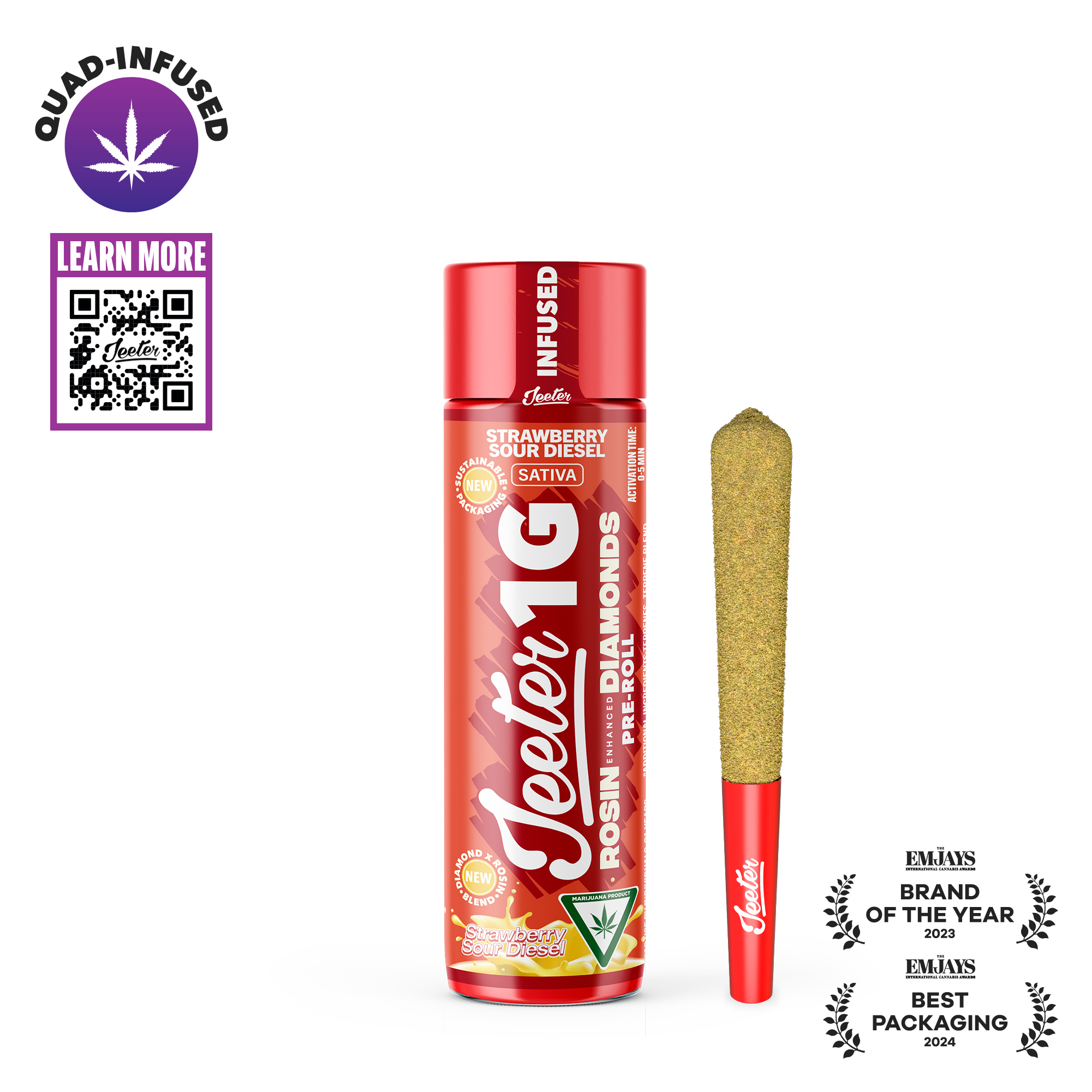 Jeeter - Strawberry Sour Diesel Quad Infused Pre-Roll 1g