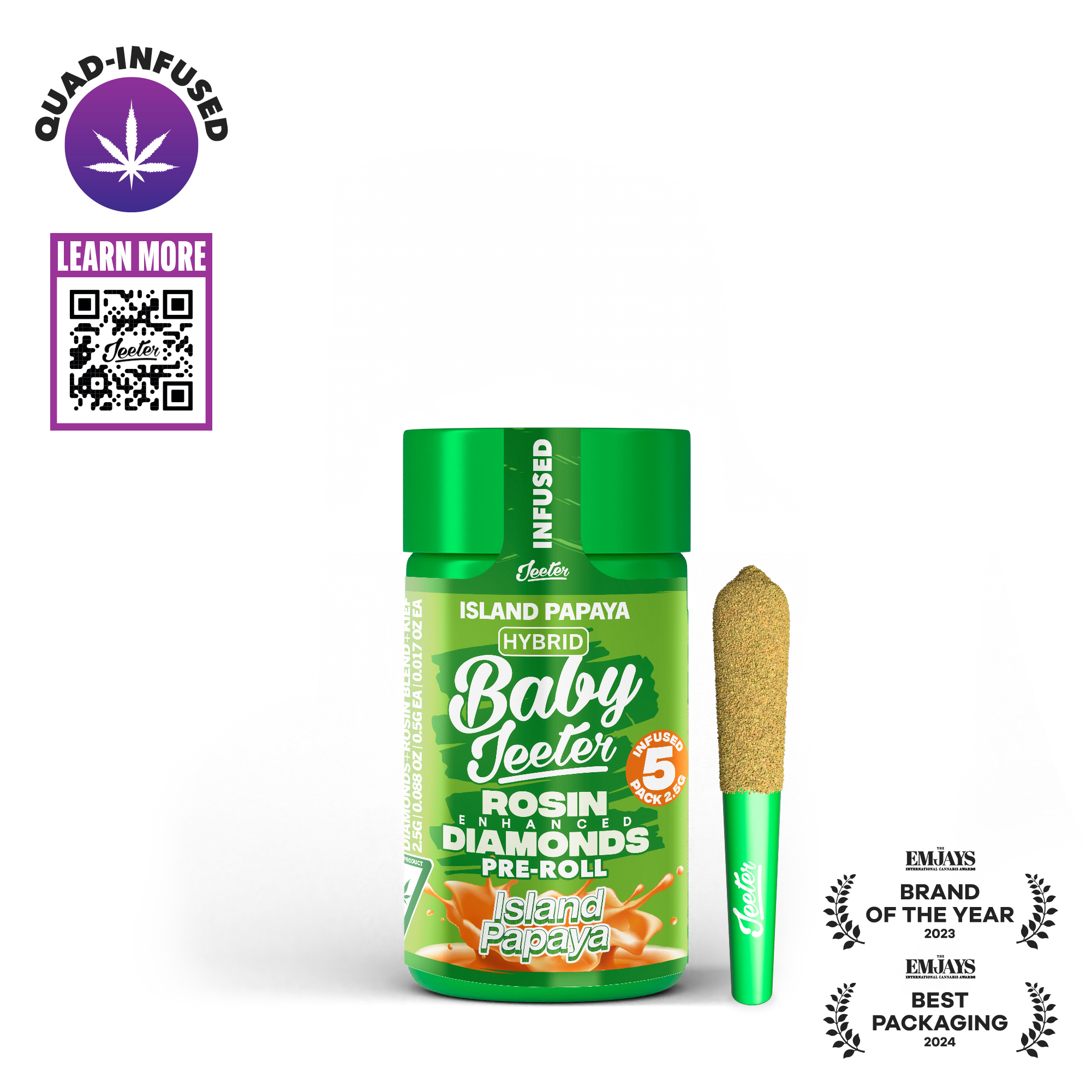 Jeeter - Island Papaya Baby Jeeter Quad Infused Pre-Rolls 5pk 2.5g