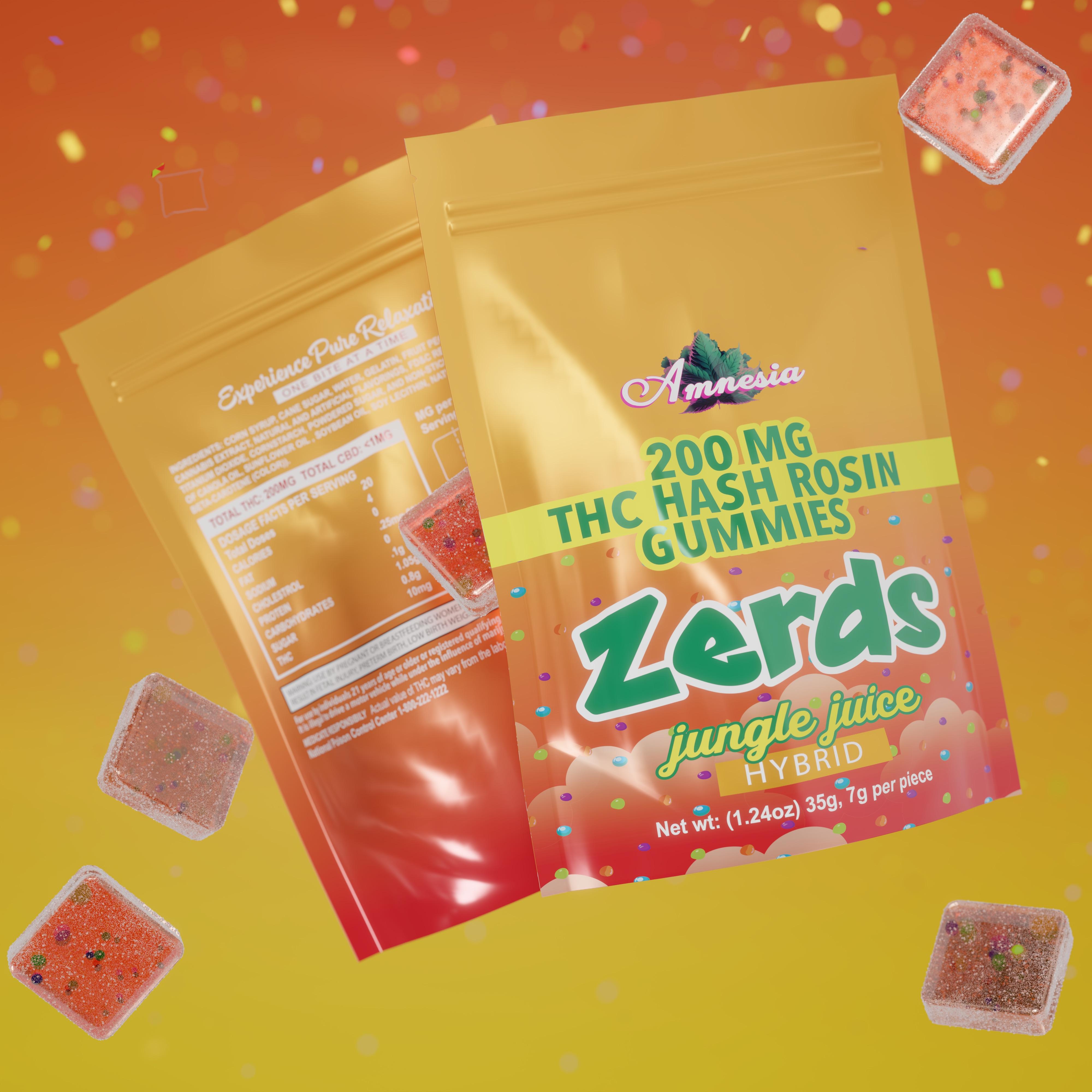 Zerds - Jungle Juice Hash Rosin Gummies 5pk 200mg