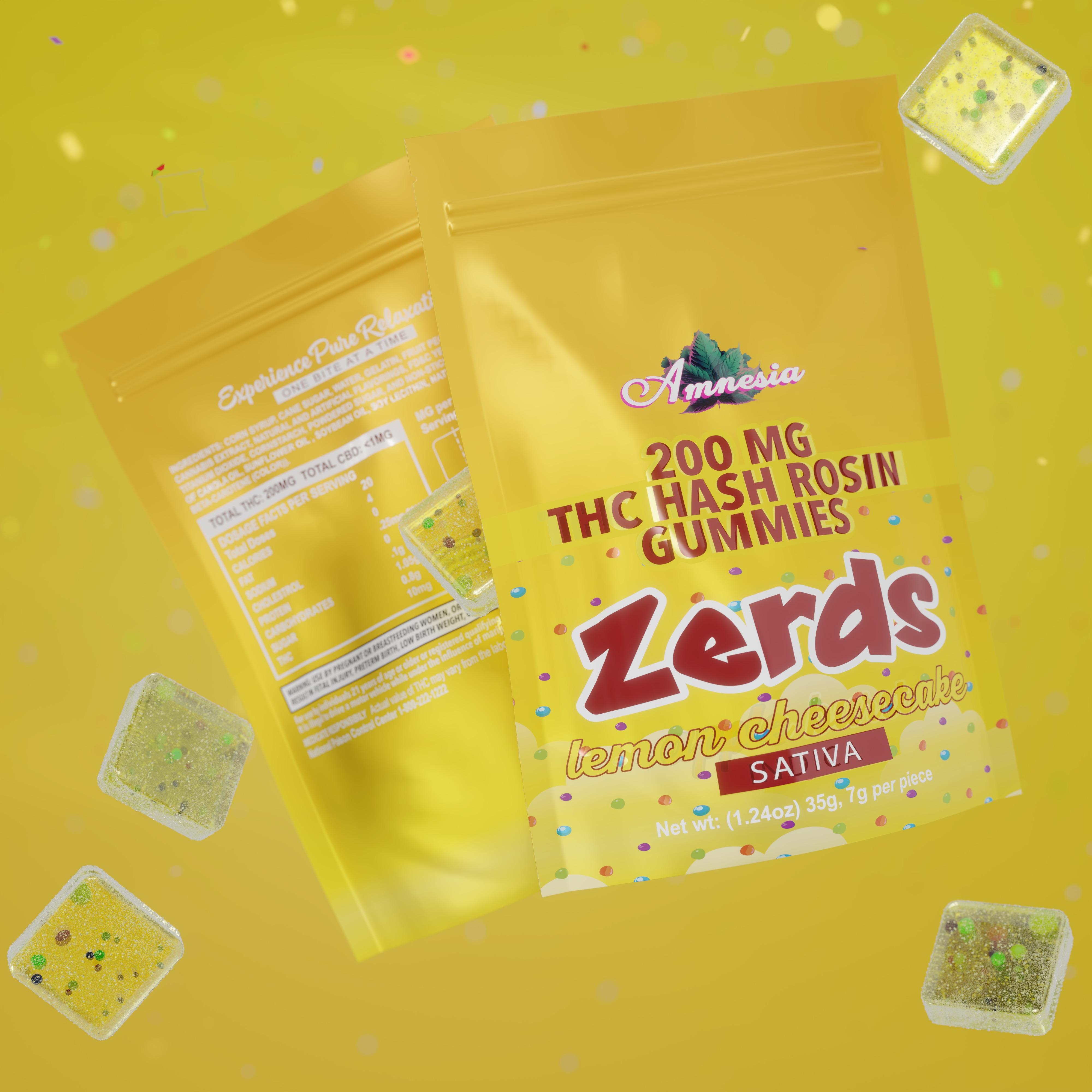 Zerds - Lemon Cheesecake Hash Rosin Gummies 5pk 200mg