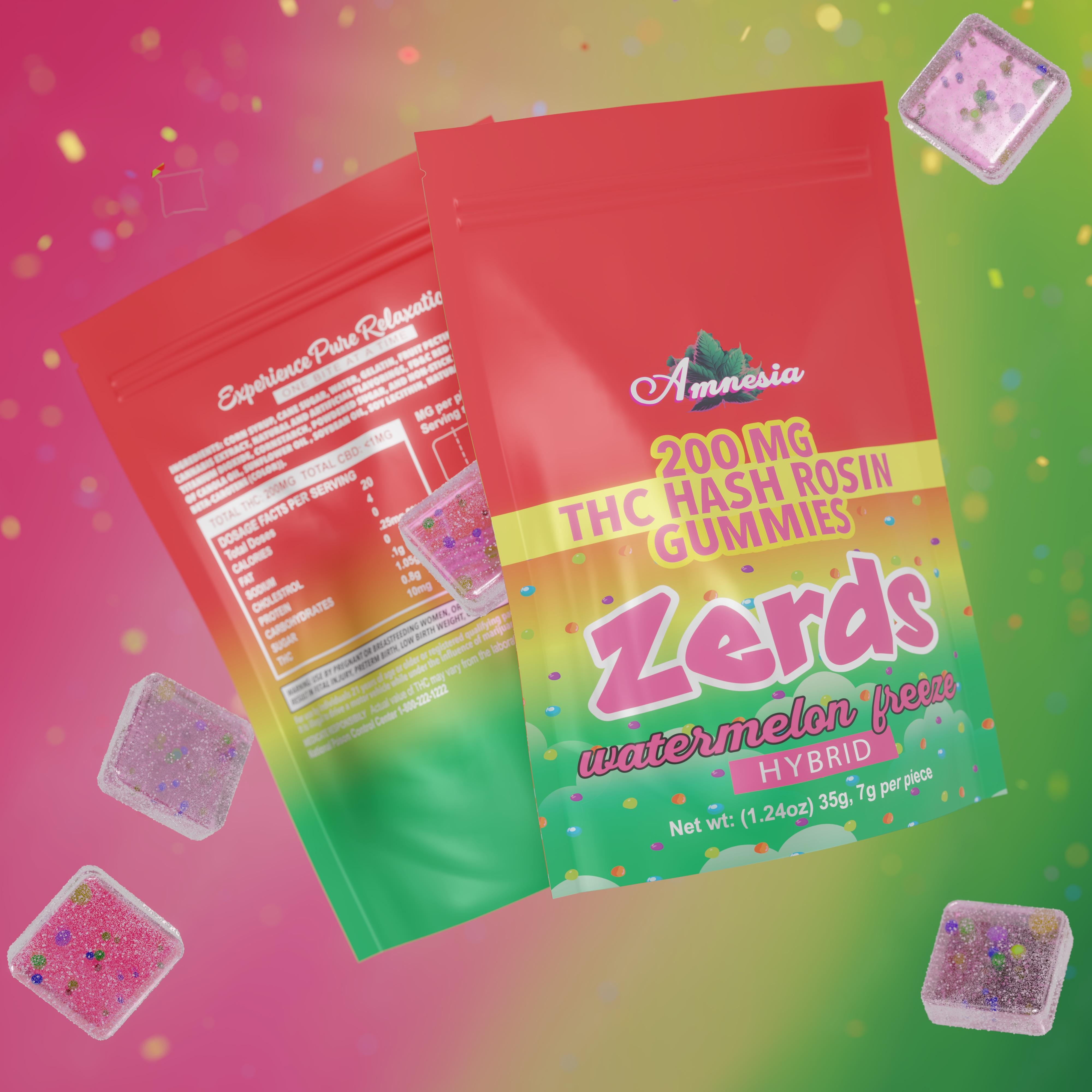 Zerds - Watermelon Freeze Hash Rosin Gummies 5pk 200mg
