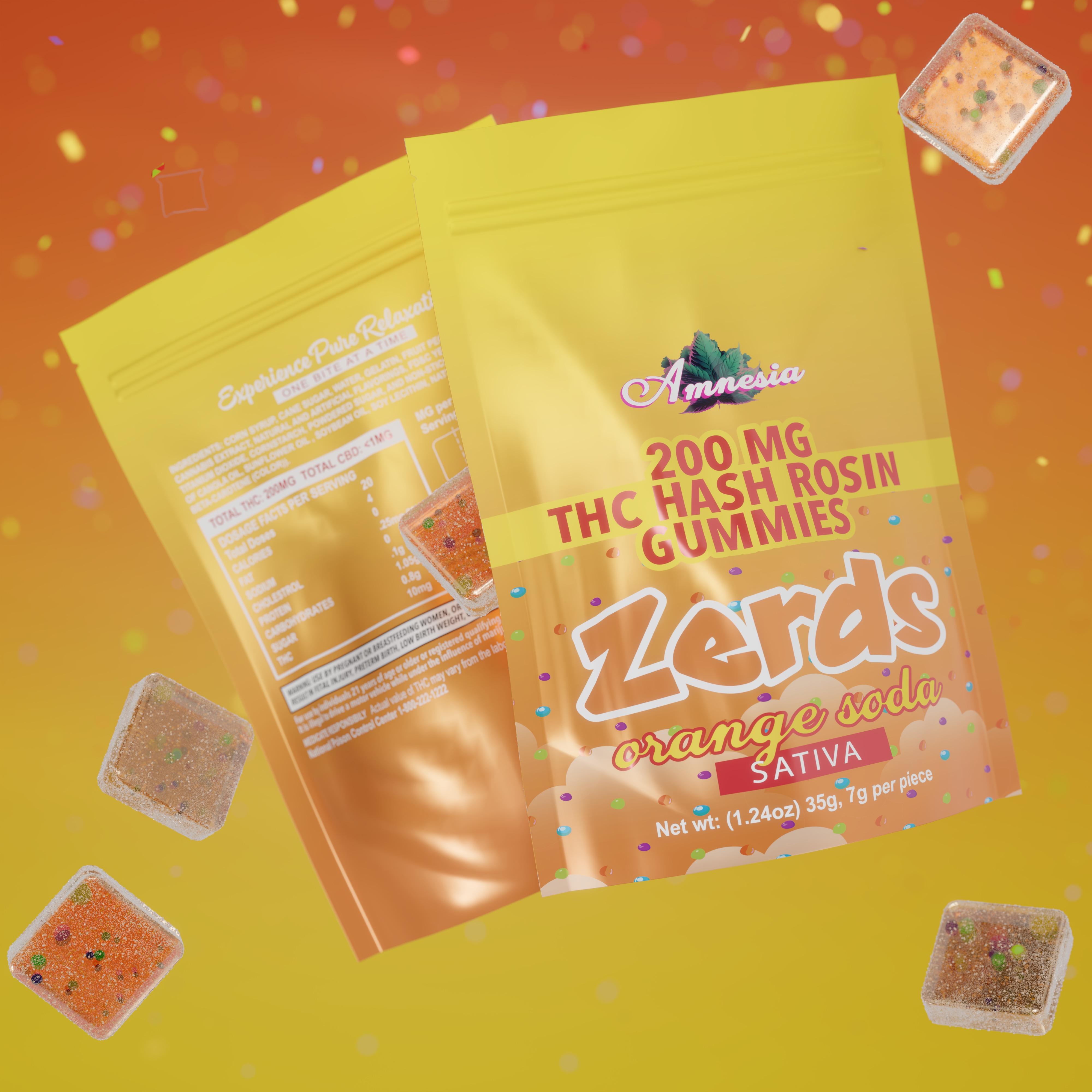 Zerds - Orange Soda Hash Rosin Gummies 5pk 200mg