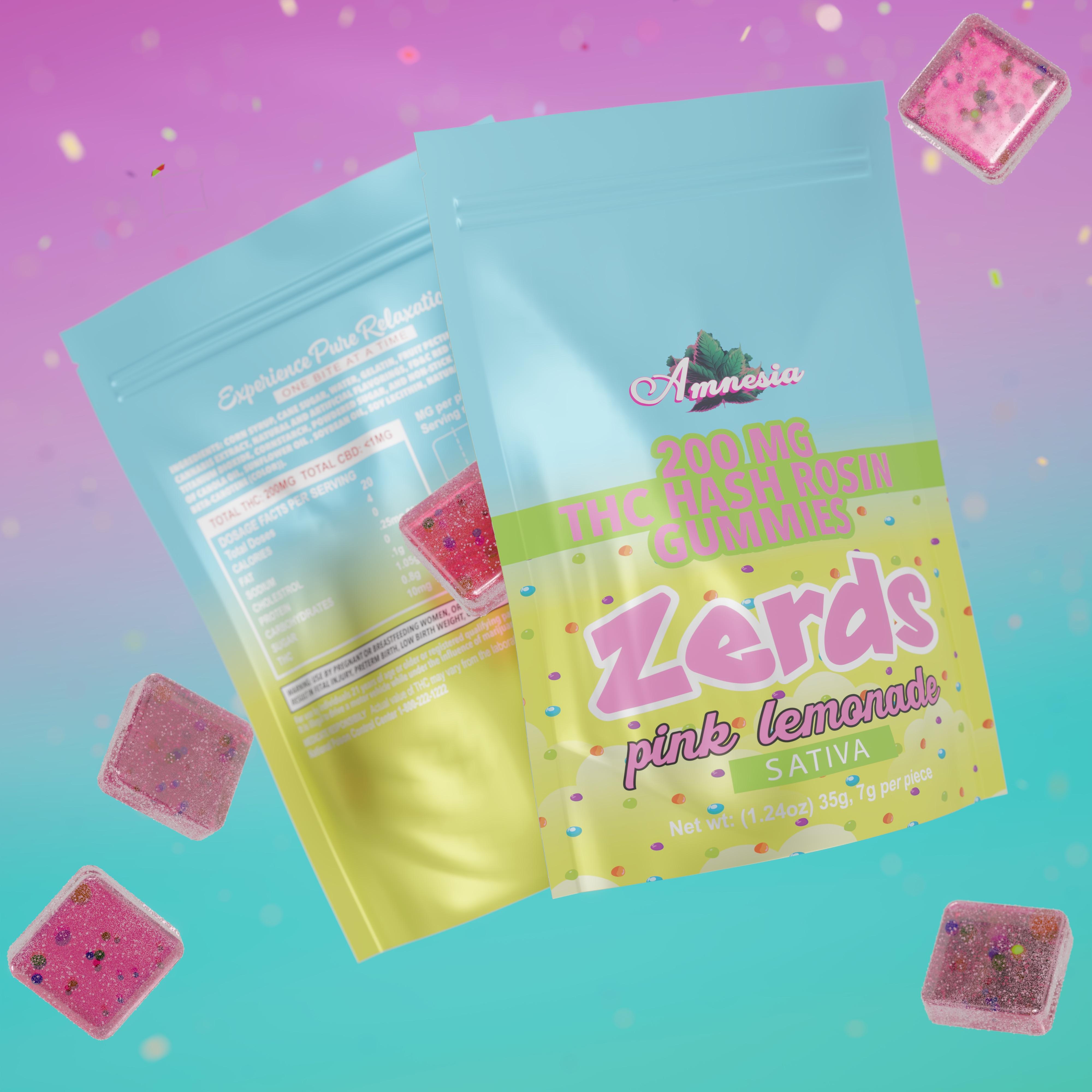 Zerds - Pink Lemonade Hash Rosin Gummies 5pk 200mg