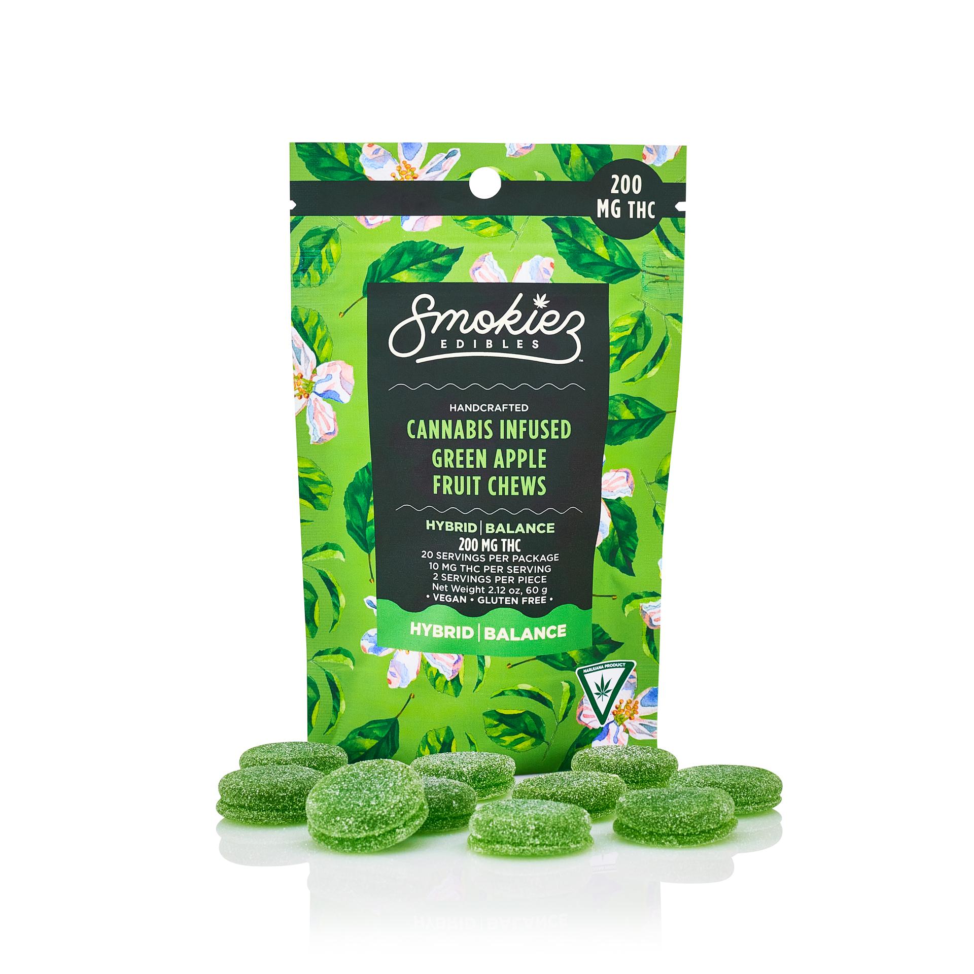 Smokiez - Green Apple Fruit Chews Gummies 200mg