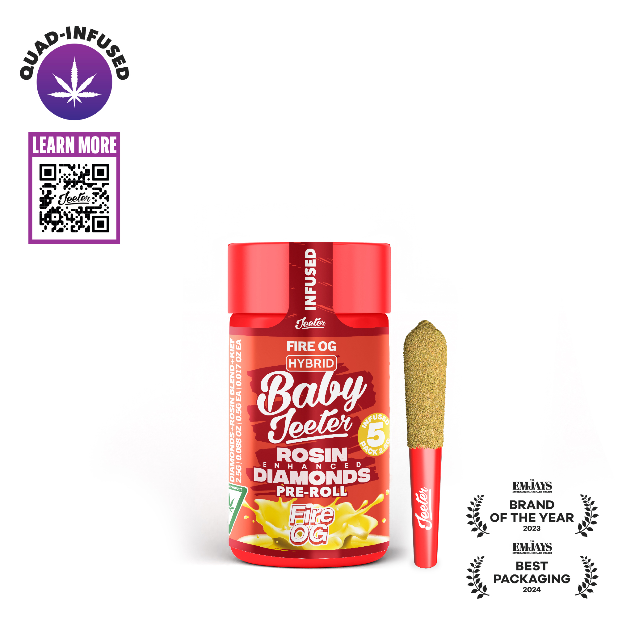 Jeeter - Fire OG Baby Jeeter Quad Infused Pre-Rolls 5pk 2.5g