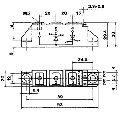 Tiristor Semikron SKKH57/16E