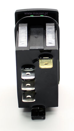 Interruptor basculante 3 posições estáveis - ON-OFF-ON - 250VAC 10A IP66 (4 pinos) - luminoso vermelho/verde