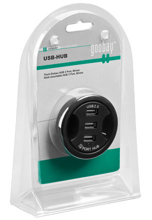 Hub USB para embutir - 3x USB - Ø60mm