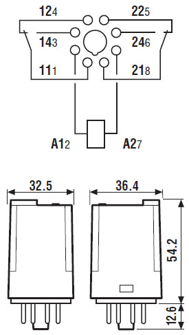 Relé electromagnético 24VDC 10A DPDT (8 pinos) - Finder 60.12.9.024.0040