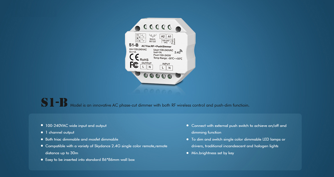 Regulador TRIAC Dimmer 220V, RF-WiFi