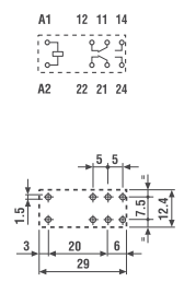 Relè miniaturizzato 2 contatti 12Vdc 8A 40.52.9.012 FINDER ADAJUSA