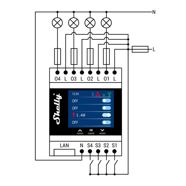 Shelly 1 схема подключения