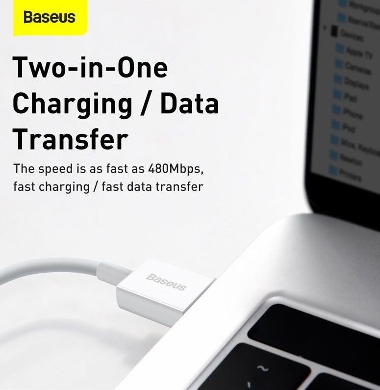CALYS-B02 BASEUS Cabo de dados e carregamento USB-A -> Lightning 2.4A - 1.5m