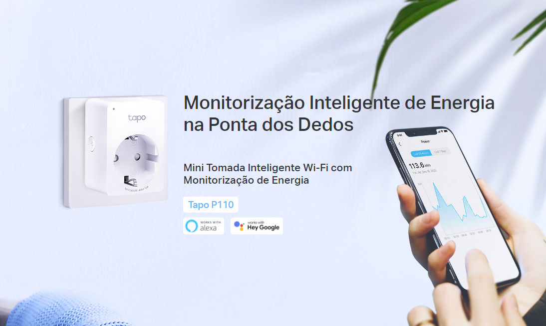 Tomada Inteligente TP-Link Tapo P110 Wi-Fi Com Mon. de Consumo de