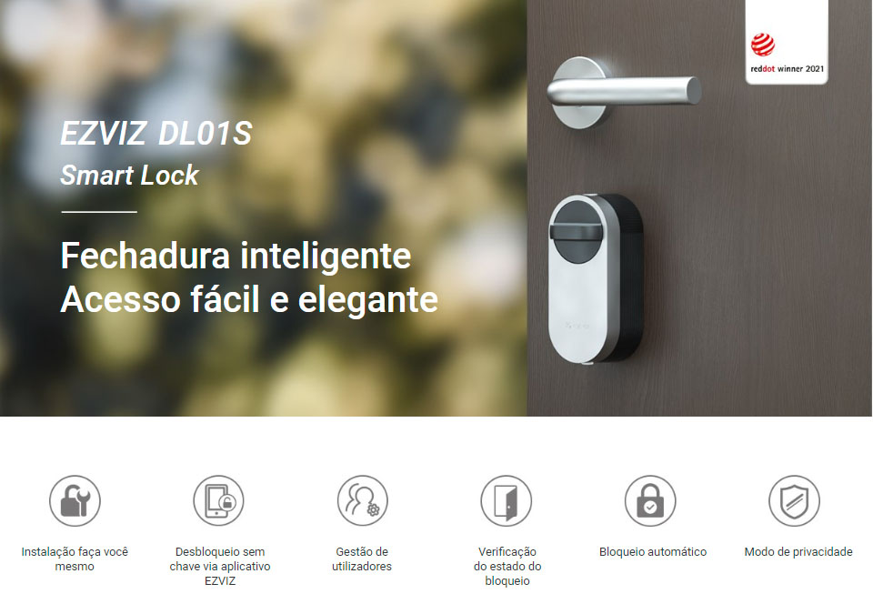 Kit Com 2 Un. Fechadura Inteligente Impressao Digital Wifi Ezviz