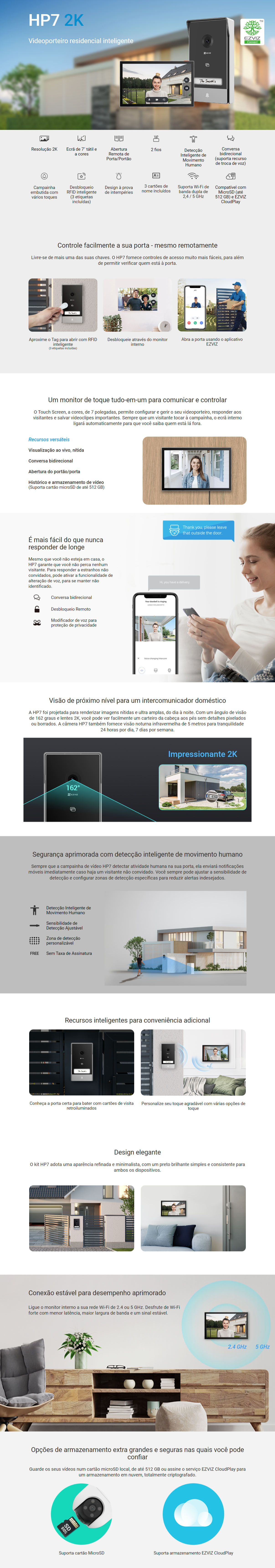 Kit Com 2 Un. Fechadura Inteligente Impressao Digital Wifi Ezviz