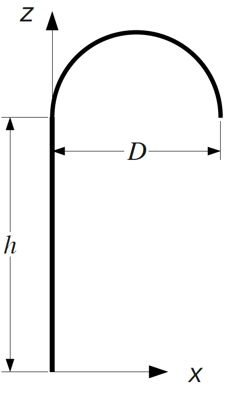 Bogenlampe mit Stielhöhe h und Bogendurchmesser D