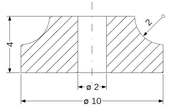 Rotationskörper mit abgerundeten Ecken und Mittelbohrung