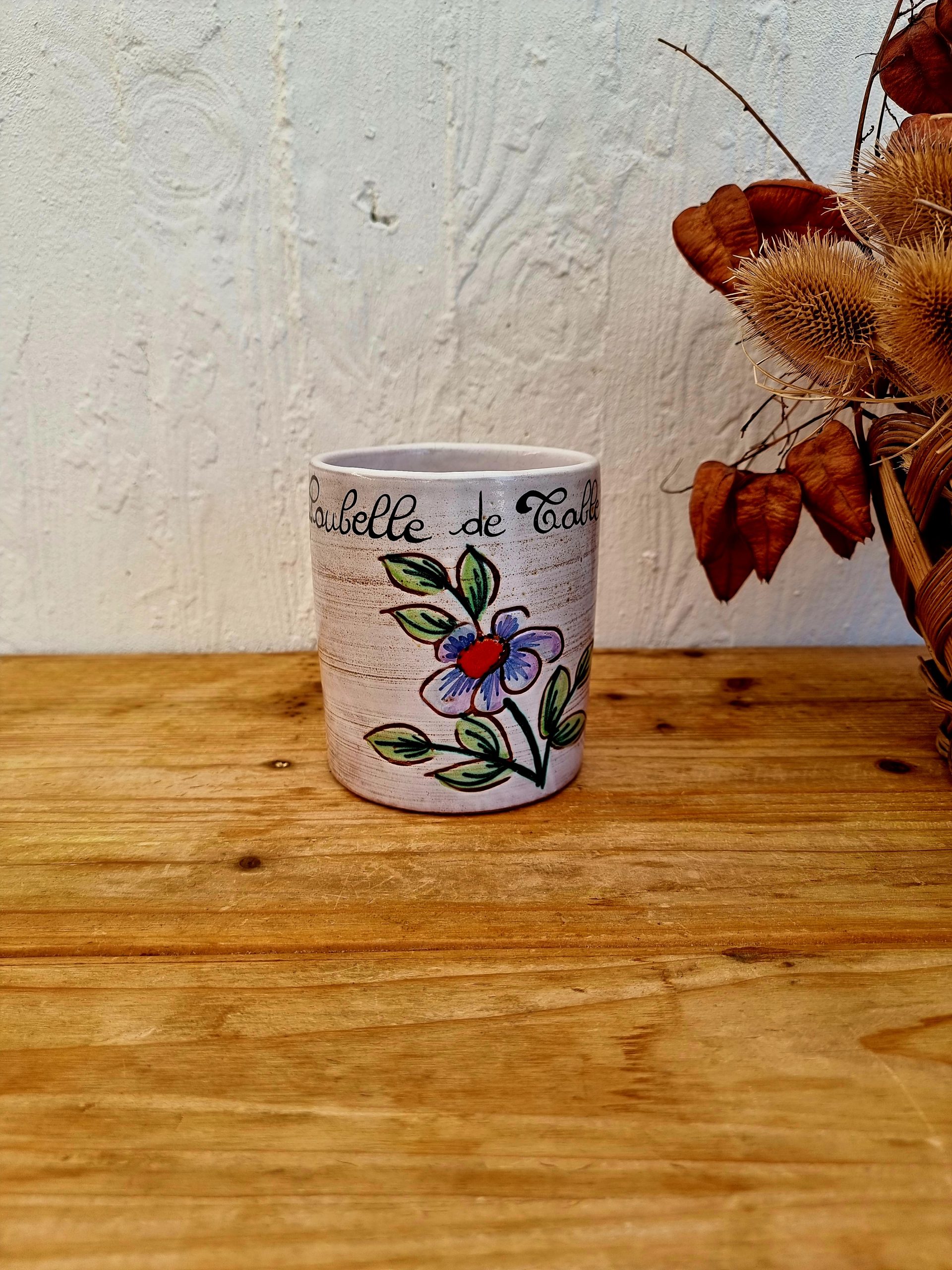 Poubelle de table vintage français en porcelaine pot de -  France