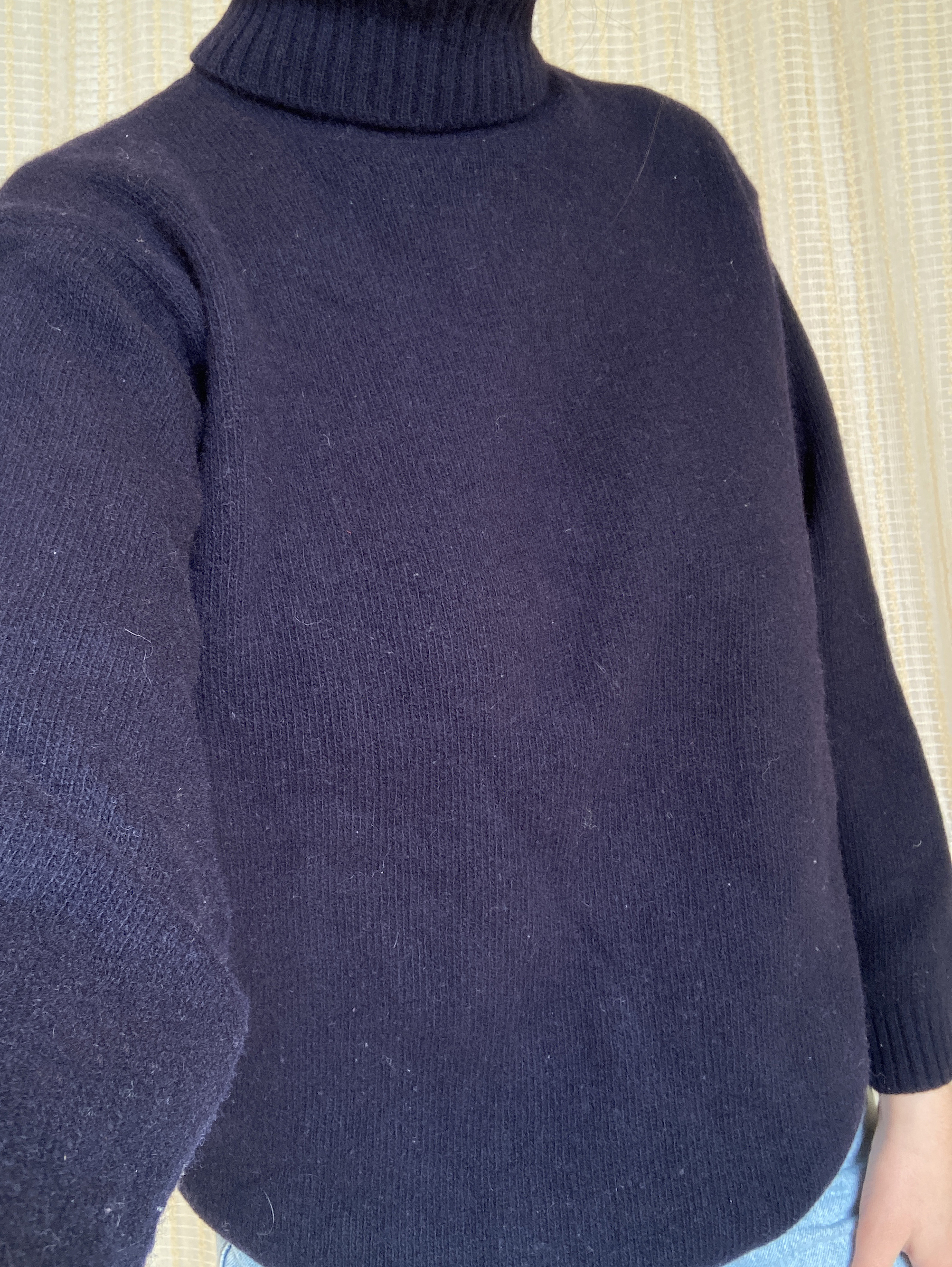 Pull Col Roule Bleu Marine En Laine Vintage 1980 Femme Vintage Crushon