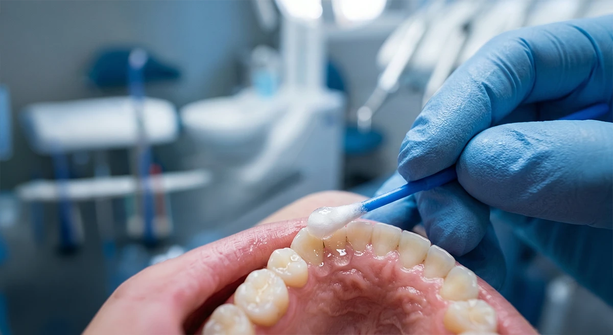 Gentle anaesthesia application for comfortable, pain-free surgical extraction.