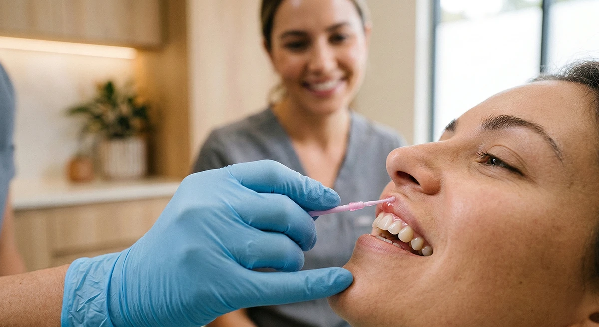 Gentle dental care approach with topical anaesthetics for comfortable filling treatment.