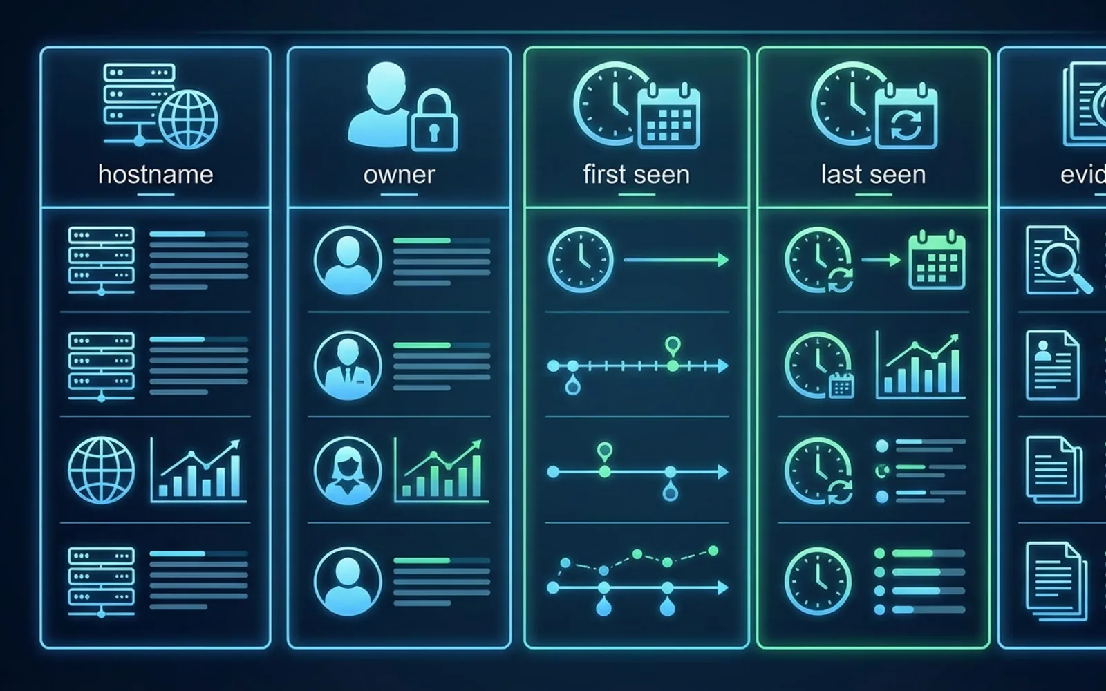 外部公開資産台帳のカラム構成を整理した概念図