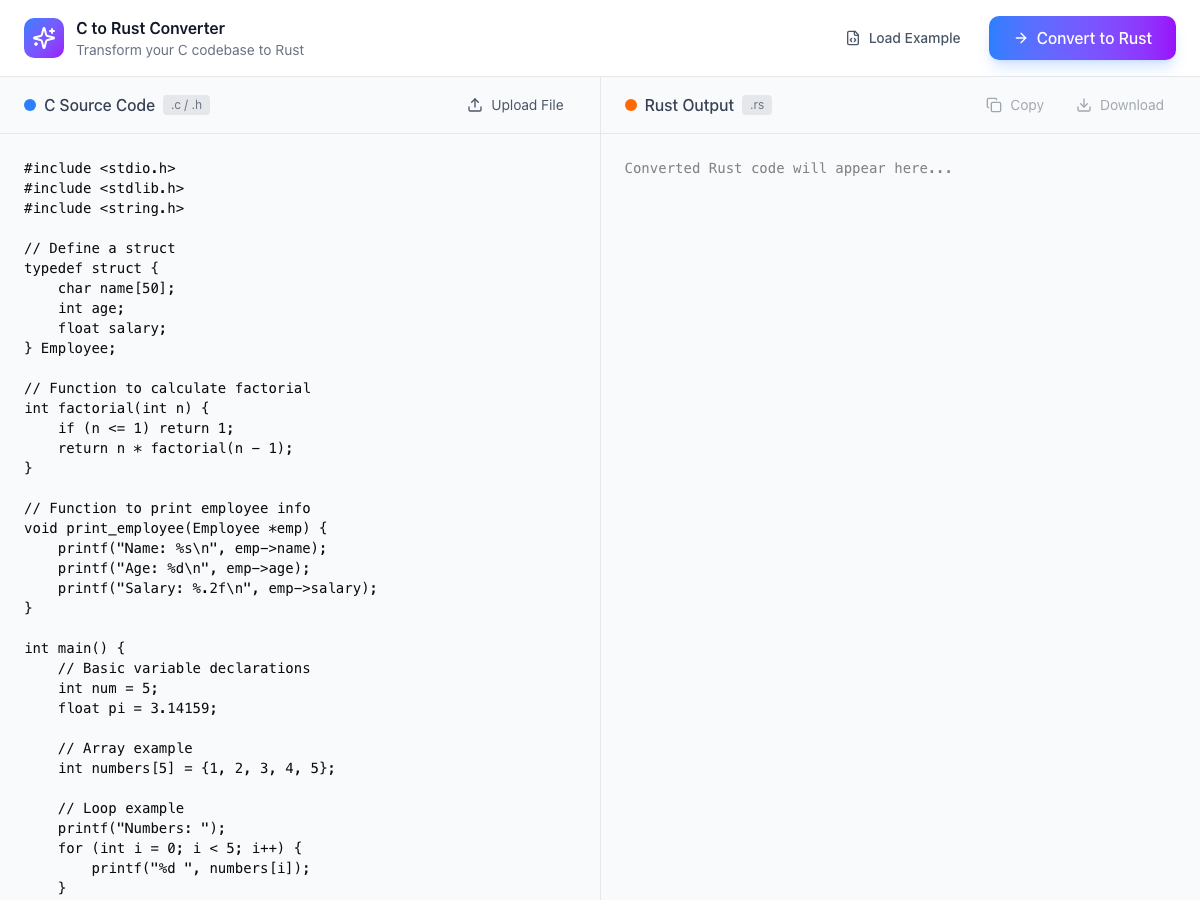 C to Rust Converter