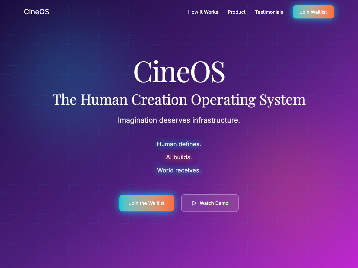 CineOS Landing Page