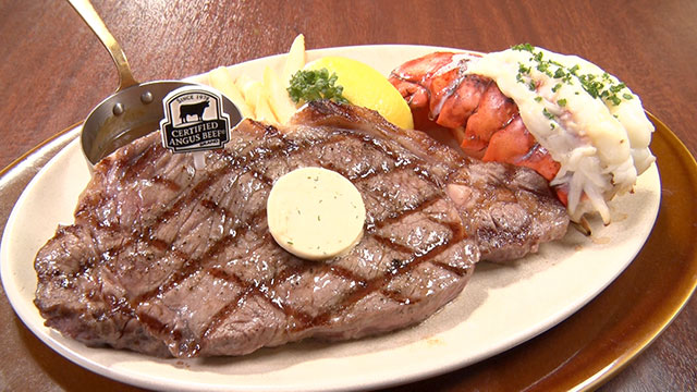 サーフ&ターフ ～オマール海老とアンガスサーロインステーキ225g～ 3480円+税