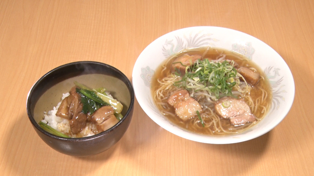 皮付き豚バララーメンセット850円(税込み)